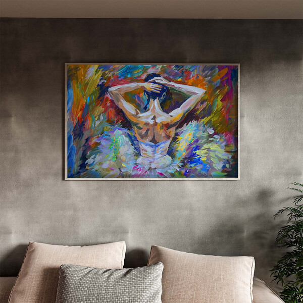 Quadro Decorativo Conceito Danças Back View Com Moldura Prata