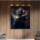 Quadro Decorativo Conceito Deus Do Universo Com Moldura Prata