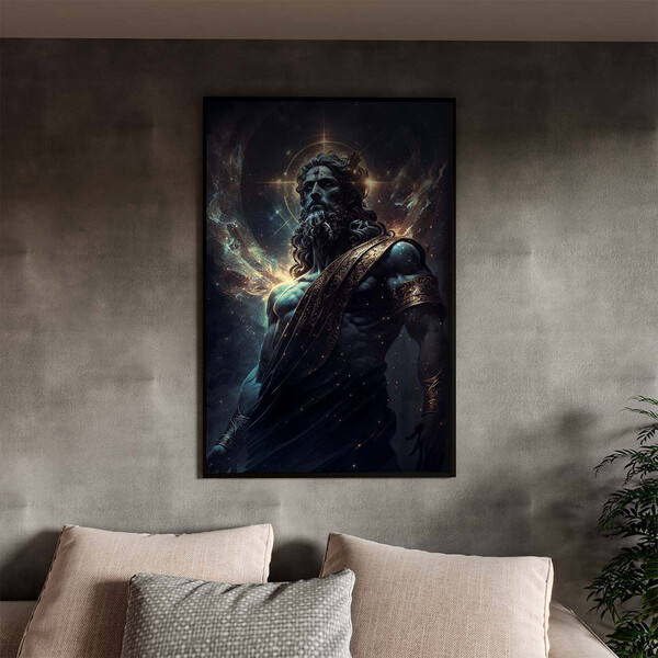 Quadro Decorativo Conceito Deus Do Universo Com Moldura Preto