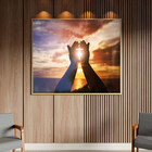 Quadro Decorativo Conceito Faith Com Moldura E Vidro Dourada