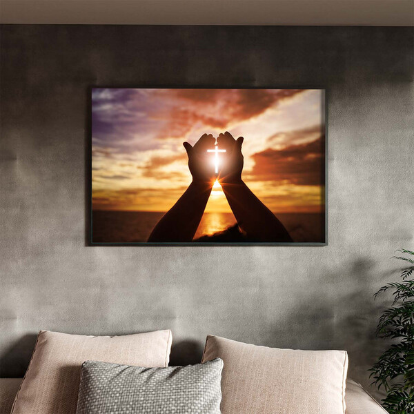 Quadro Decorativo Conceito Faith Com Moldura Preto - 150x100