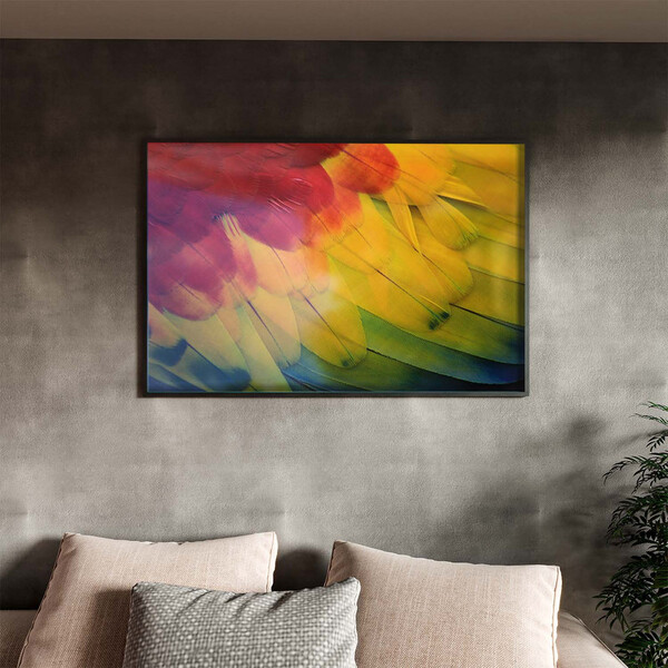 Quadro Decorativo Conceito Feathers Com Moldura E Vidro Preto