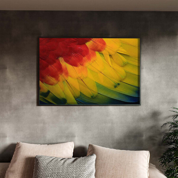 Quadro Decorativo Conceito Feathers Com Moldura Preto - 150x8