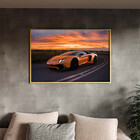 Quadro Decorativo Conceito Lamborguine Laranja Com Moldura Do