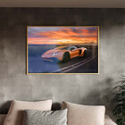 Quadro Decorativo Conceito Lamborguine Laranja Com Moldura E