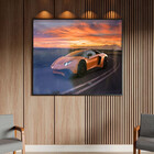 Quadro Decorativo Conceito Lamborguine Laranja Com Moldura E