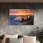 Quadro Decorativo Conceito Lamborguine Laranja Com Moldura E