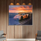 Quadro Decorativo Conceito Lamborguine Laranja Com Moldura E