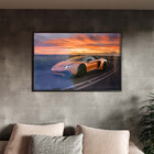 Quadro Decorativo Conceito Lamborguine Laranja Com Moldura E