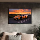 Quadro Decorativo Conceito Lamborguine Laranja Com Moldura Pr