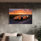 Quadro Decorativo Conceito Lamborguine Laranja Com Moldura Pr