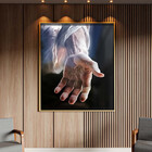 Quadro Decorativo Conceito Mão De Jesus Com Moldura E Vidro D