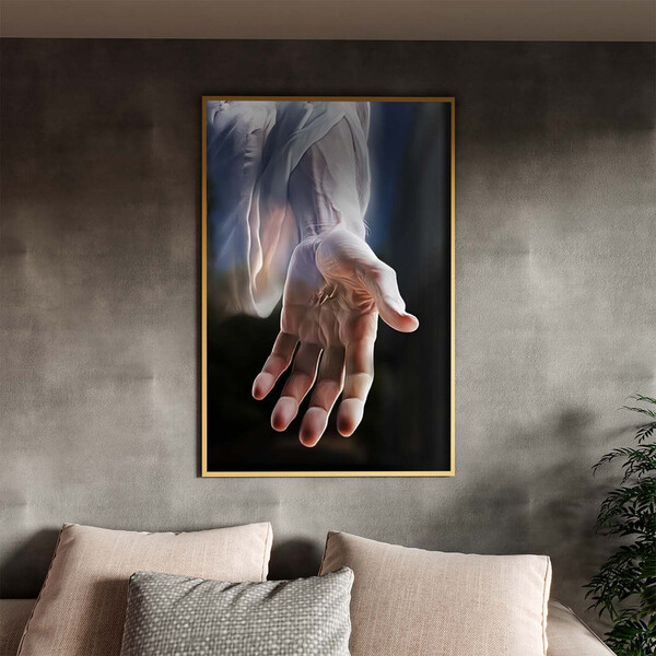 Quadro Decorativo Conceito Mão De Jesus Com Moldura E Vidro D