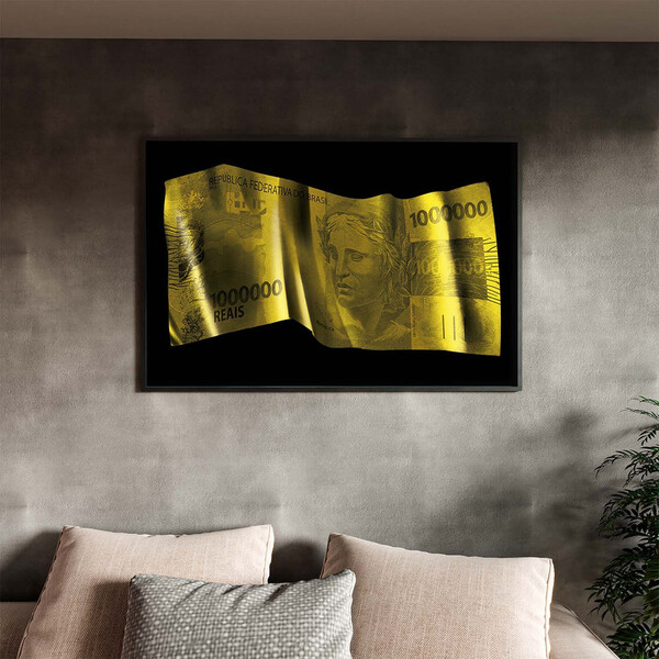 Quadro Decorativo Conceito Nota De 1 Milhão Com Moldura Preto