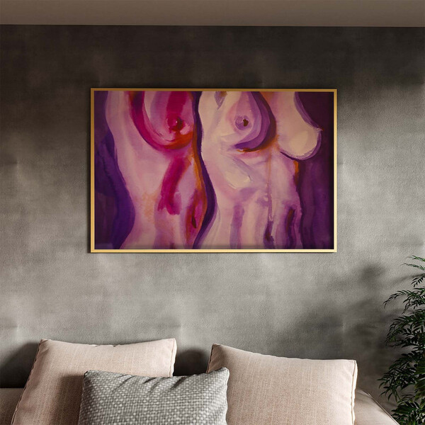 Quadro Decorativo Conceito Nu Artistico Com Moldura Dourada -