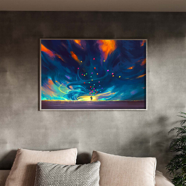 Quadro Decorativo Conceito Paint Ballons Com Moldura Prata -