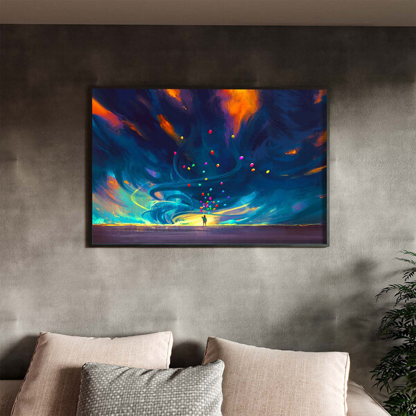 Quadro Decorativo Conceito Paint Ballons Com Moldura Preto -