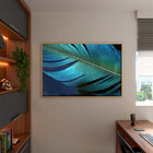 Quadro Decorativo Conceito Pena Azul Com Moldura E Vidro Dour