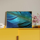 Quadro Decorativo Conceito Pena Azul Com Moldura E Vidro Dour