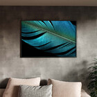 Quadro Decorativo Conceito Pena Azul Com Moldura Preto - 150x