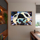 Quadro Decorativo Conceito Planetário Com Moldura Dourada - 1