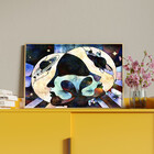 Quadro Decorativo Conceito Planetário Com Moldura Dourada - 1