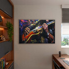 Quadro Decorativo Conceito Play Guitar Com Moldura Prata - 20