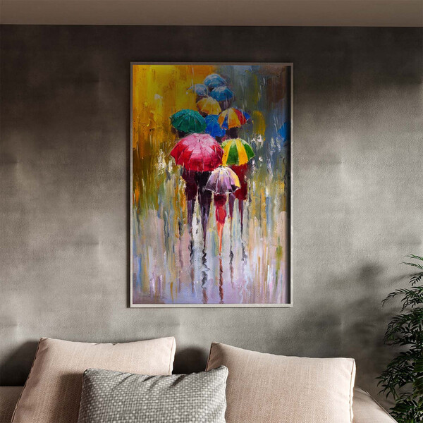 Quadro Decorativo Conceito Rainy Days Com Moldura Prata - 150