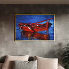 Quadro Decorativo Conceito Red Boat Com Moldura Dourada - 180
