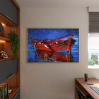 Quadro Decorativo Conceito Red Boat Com Moldura Dourada - 180