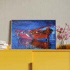 Quadro Decorativo Conceito Red Boat Com Moldura E Vidro Prata