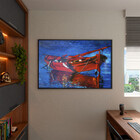 Quadro Decorativo Conceito Red Boat Com Moldura E Vidro Preto