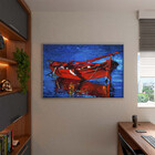 Quadro Decorativo Conceito Red Boat Com Moldura Prata - 180x1