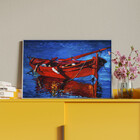 Quadro Decorativo Conceito Red Boat Com Moldura Prata - 200x1