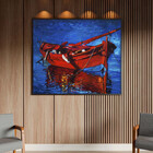 Quadro Decorativo Conceito Red Boat Com Moldura Preto - 180x1