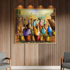 Quadro Decorativo Conceito Vilarejo Com Moldura Dourada - 120