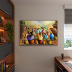 Quadro Decorativo Conceito Vilarejo Com Moldura Prata - 180x1