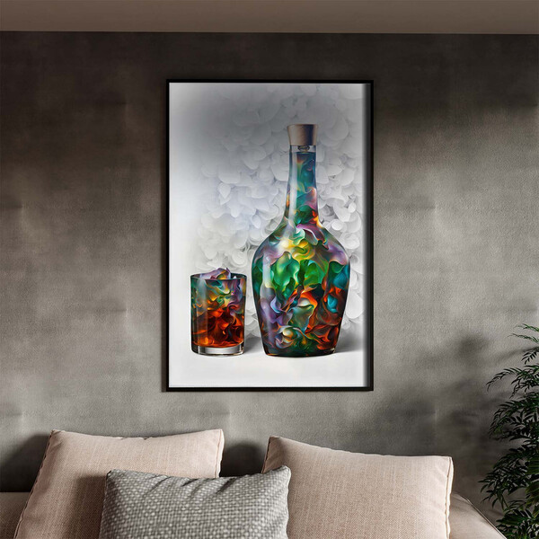Quadro Decorativo Conceito Wisky Colorful Com Moldura E Vidro
