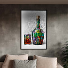 Quadro Decorativo Conceito Wisky Colorful Com Moldura Preto -