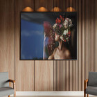 Quadro Decorativo Conceito Woman Flower Leque Com Moldura E V