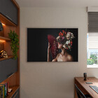 Quadro Decorativo Conceito Woman Flower Leque Com Moldura Pra