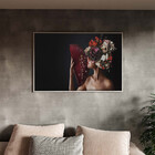 Quadro Decorativo Conceito Woman Flower Leque Com Moldura Pra