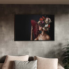 Quadro Decorativo Conceito Woman Flower Leque Com Moldura Pre