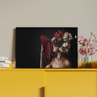 Quadro Decorativo Conceito Woman Flower Leque Com Moldura Pre