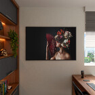 Quadro Decorativo Conceito Woman Flower Leque Com Moldura Pre