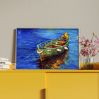 Quadro Decorativo Conceito Yellow Boat Com Moldura Dourada -