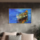 Quadro Decorativo Conceito Yellow Boat Com Moldura E Vidro Do