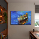 Quadro Decorativo Conceito Yellow Boat Com Moldura E Vidro Pr