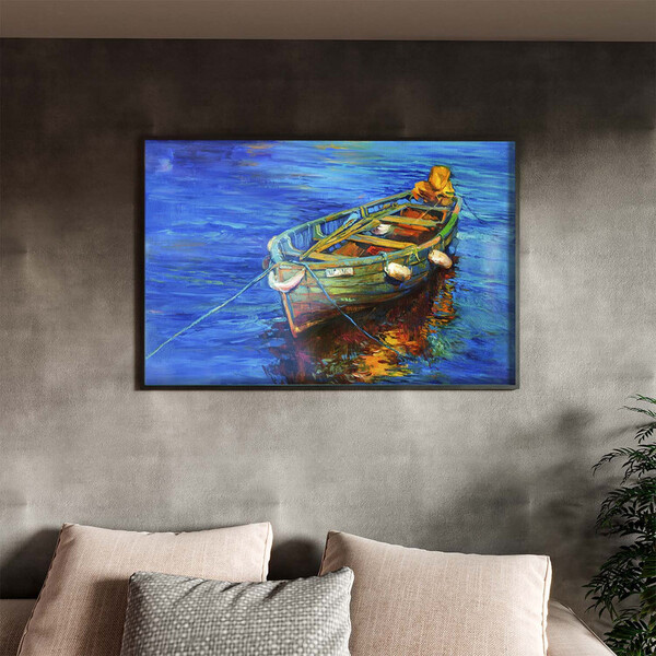 Quadro Decorativo Conceito Yellow Boat Com Moldura E Vidro Pr