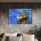 Quadro Decorativo Conceito Yellow Boat Com Moldura E Vidro Pr